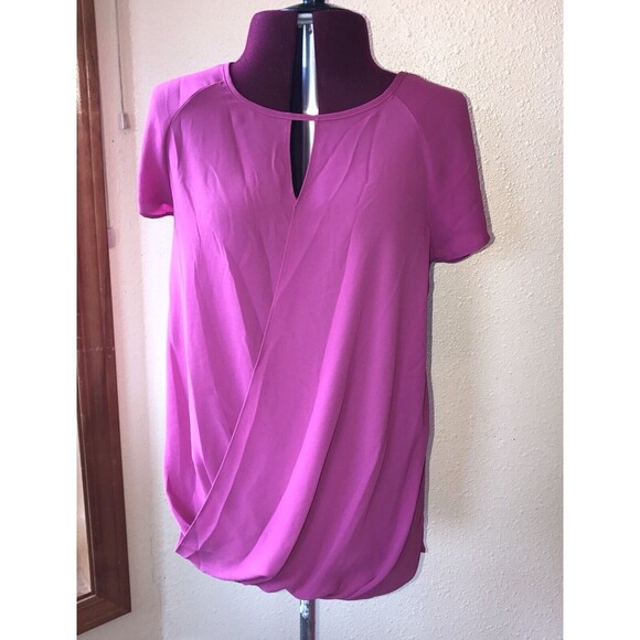 Mossimo Pink Short Sleeve SZ XS Blouse Target faux Wrap Womens Career - Picture 1 of 9